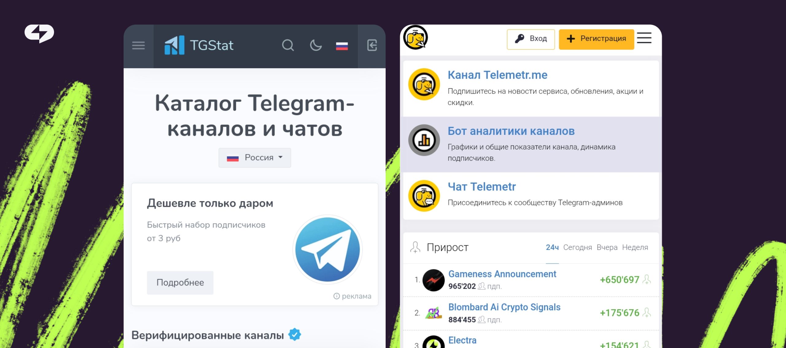 Каталоги каналов от tgstat